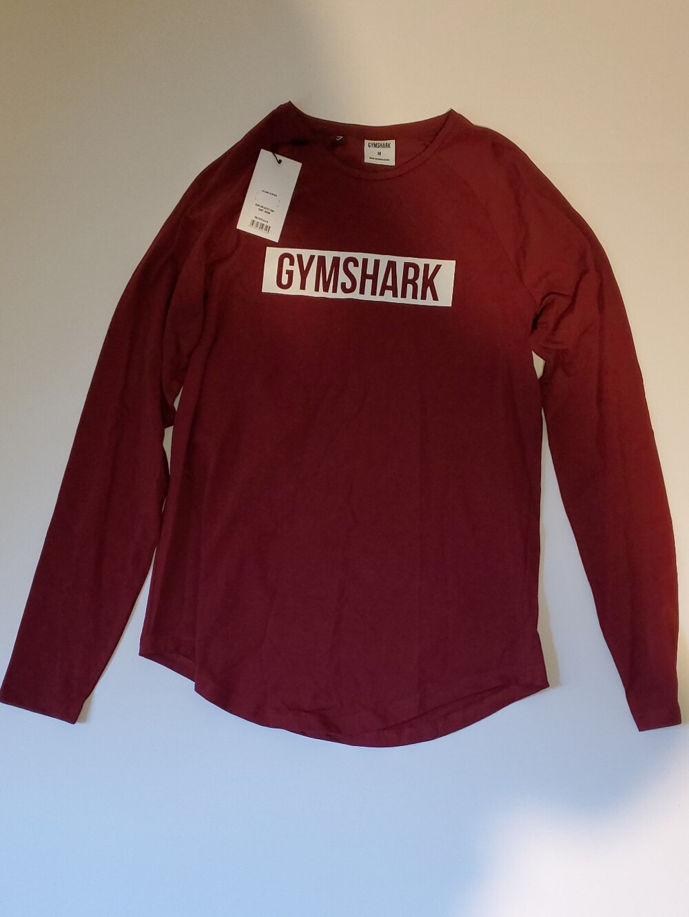 Gymshark Men's Long Sleeve Block Logo Tee - Burgundy